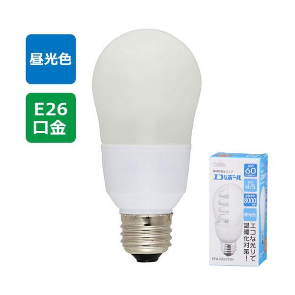 【96個セット】電球形蛍光灯 エコなボール E26 60W相当 昼光色 EFA15ED/12NX2P st-5425s OHM オーム電機 OHM（オーム電機） 電球形蛍光灯 E26 60W相当 昼光色 エコなボール