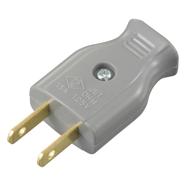差込みプラグ（プラグ交換用/補修用/1500Wまで/15A-125V/グレー/パッケージ無）_06-5360_HS-HHP/H_OHM（オーム電機）