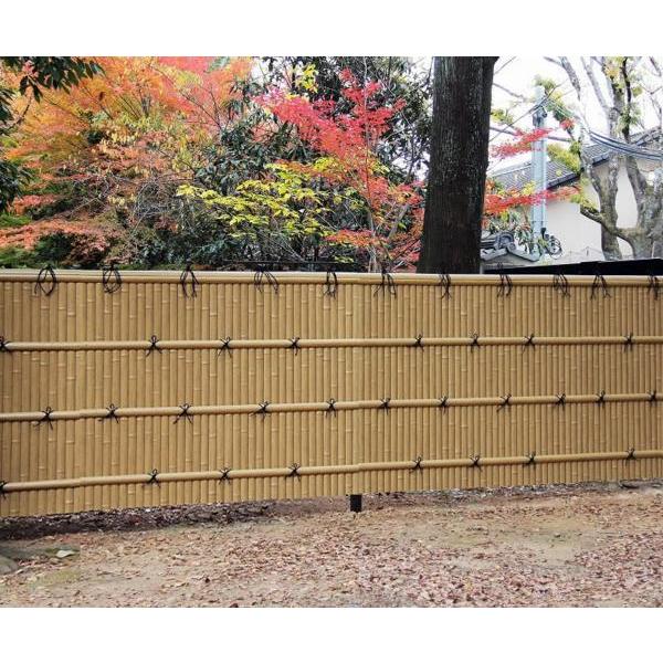 人工竹垣組立セット 建仁寺垣B型 本体ごま竹 ブロンズ色角柱 H 人工竹垣組立セット 建仁寺垣B型 本体ごま竹 ブロンズ色角柱 H