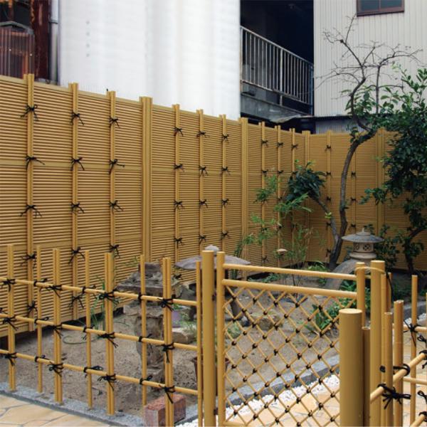 人工竹垣組立セット みす垣I型 本体イエロー色 イエローΦ80丸柱 人工竹垣組立セット みす垣I型 本体イエロー色 イエローΦ80丸柱