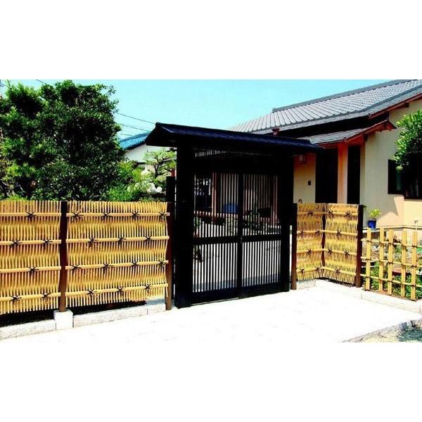 人工竹垣組立セット 大津垣O型 本体イエロー色 ブロンズ色角柱 人工竹垣組立セット 大津垣O型 本体イエロー色 ブロンズ色角柱