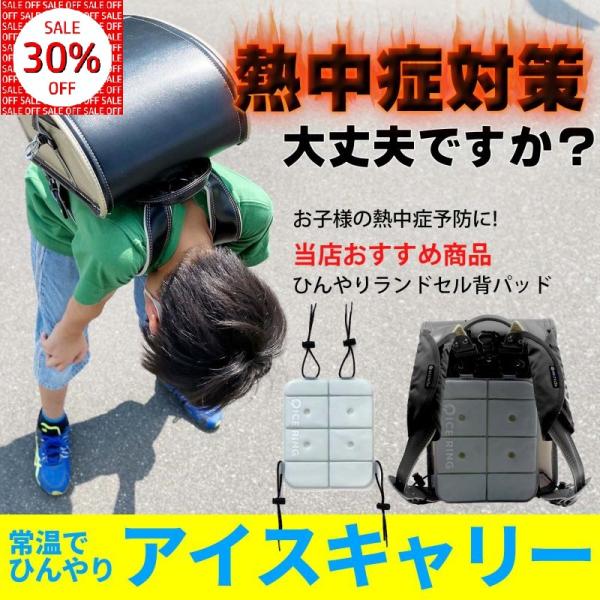 お子様の熱中症対策グッズ アイスキャリー！本製品は28°C以下で凍結する特殊な材質の為、登校後は室内に置いておくだけで再凍結します。下校時には登校時同様にお子様の体を背中からひんやりと冷やし、熱中症のリスクを軽減します。 - 材質 - 外側...