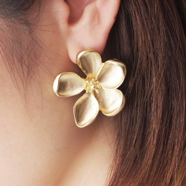 大ぶり ゴールド 花 ピアス フラワー レディースアクセサリー ギフト