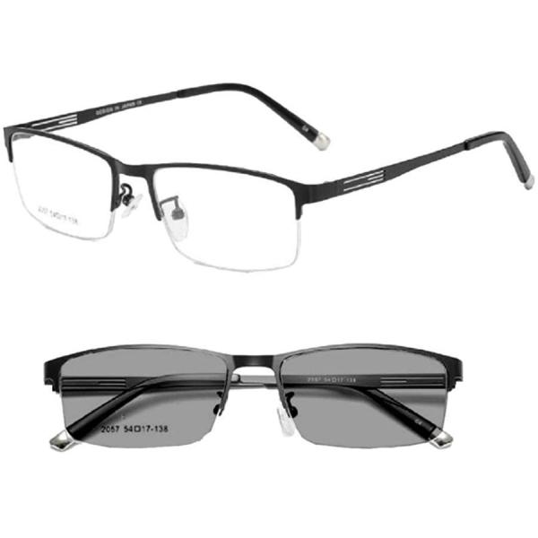ブルーライトカット メガネ + 調光 変色  パソコン用 メガネ ビジネス PCワークから外出時はサングラスへ変化する２Way仕様  切れ味のあるダンディズム