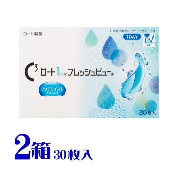 ロート ワンデーフレッシュビュー リッチモイスト 30枚入 2箱 1日使い捨てコンタクト うるおい UVカット 高含水 ポスト便 送料無料 代引不可