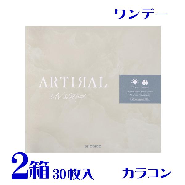 アーティラルワンデーUV＆モイスト 58 30枚入 2箱 度あり 度なし カラコン UVカット うるおい成分配合 高含水   ポスト便 送料無料 代引不可 粧美堂