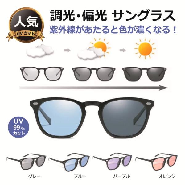 調光偏光サングラス 紫外線に当たると色が濃くなる 調光サングラス 偏光サングラス 薄いカラーレンズが濃い色に 人気 特価 メンズ  レディース ／ 581