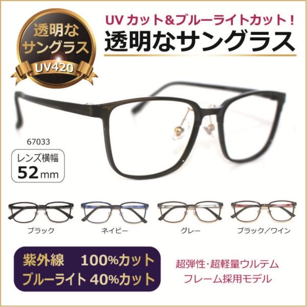 透明な サングラス 送料無料 クリアサングラス 透明サングラス 透明 伊達メガネ UVカット ブルーライトカット 人気 女性 メンズ ボストン 超軽量 ／H67033