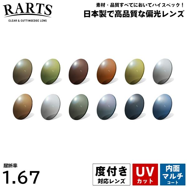 度付きレンズ 偏光 アーツ167 内面マルチコート UVカット 伊藤光学 RARTS 球面 1.67 2枚1組 日本製 プラスチックレンズ 度付きレンズ 偏光 アーツ167 内面マルチコート UVカット 伊藤光学