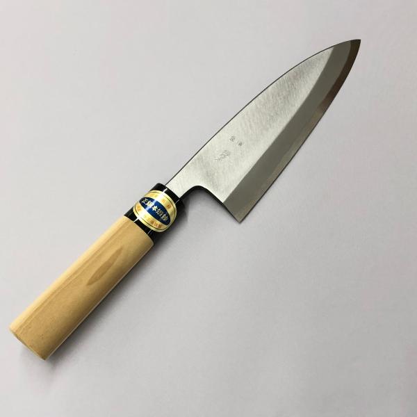 包丁 小出刃 出刃 15cm 150mm 片刃 日本鋼 鋼 ハガネ製 家庭用 業務用 プロ用 研げる 海釣り 釣り 魚 三枚おろし さばく 和包丁 最高級 手作り 福の太 日本製