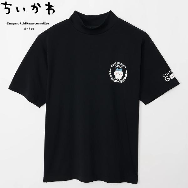 ちいかわ GOLF モックネック Tシャツ ハチワレエンブレム ブラック