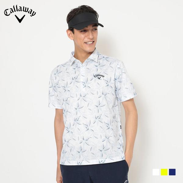 デサントゴルフ　メンズゴルフウェア　花柄　半袖ポロシャツ　S Callaway（キャロウェイ） ゴルフ Callaway GOLF ゴルフウエア メンズ