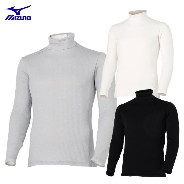 ミズノ MIZUNO ゴルフウエア メンズ インナーシャツ バイオギア ブレスサーモ ハイネック 長袖 「 E2MJC504 」 2025秋冬モデル 秋冬ウェア ホワイト(01) グレー(05) ブラック(09)