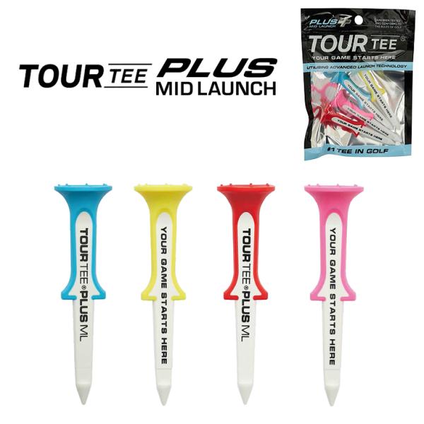 TOUR TEE ツアーティー正規品 PLUS MID LAUNCH プラス ミッド ランチ ゴルフティー 「 全長73mm(4本入) ライト T-508 」