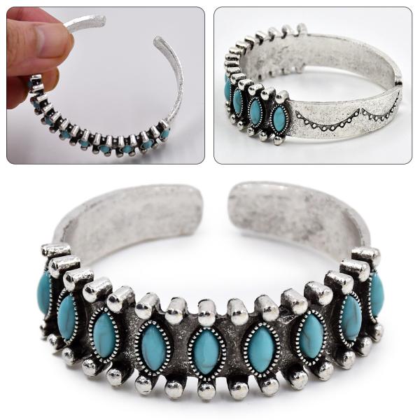 ボーナスストア対象 ターコイズ バングル C字型 シルバー 銀 腕輪