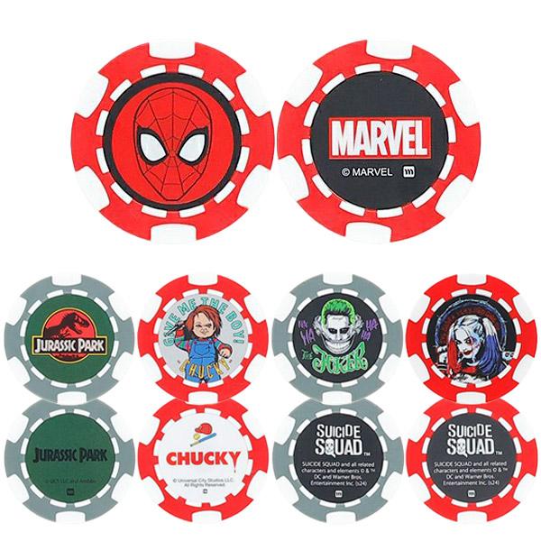 チップマーカー キャラクターカジノチップ風のデザインが目を引く、キャラクターコインマーカーが登場！ほかの人とかぶりにくいデザインが魅力的です。グリーンの上でも目立つデザインで紛失防止にも♪磁石内臓で台座付きのゴルフマーカーやその他の金属部分...