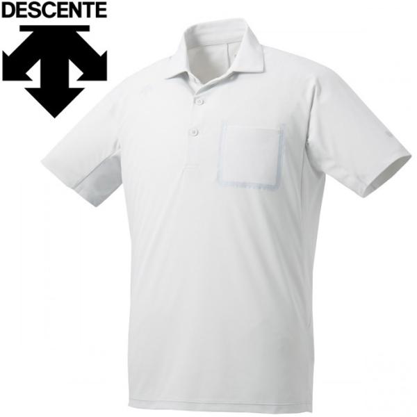 【新品タグ付き】DESCENTE ホワイトポロシャツ ジッパー付き DESCENTE（デサント） サンスクリーン ポロシャツ メンズ DMMRJA70Z-WH