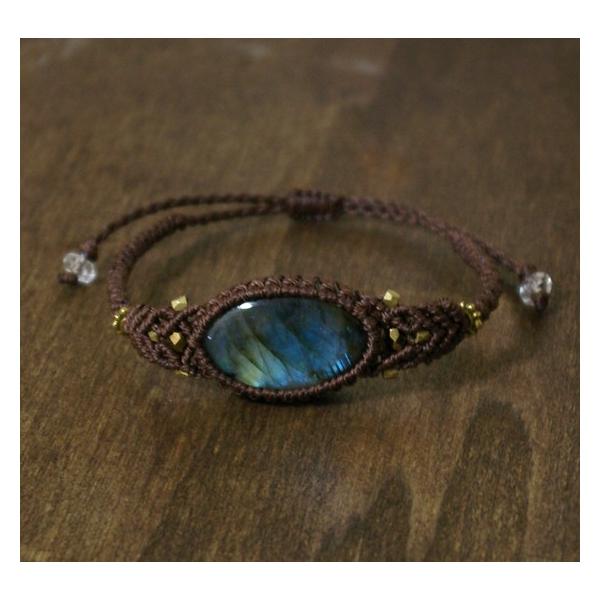 ラブラドライト マクラメ編み ブレスレット メール便送料無料 2719