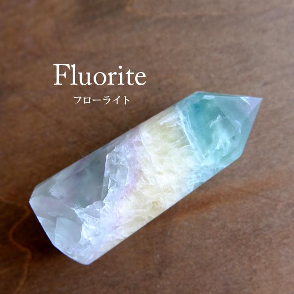 フローライトポイント（蛍石）六角柱原石 天然石・ 約65x25x19mm（g011