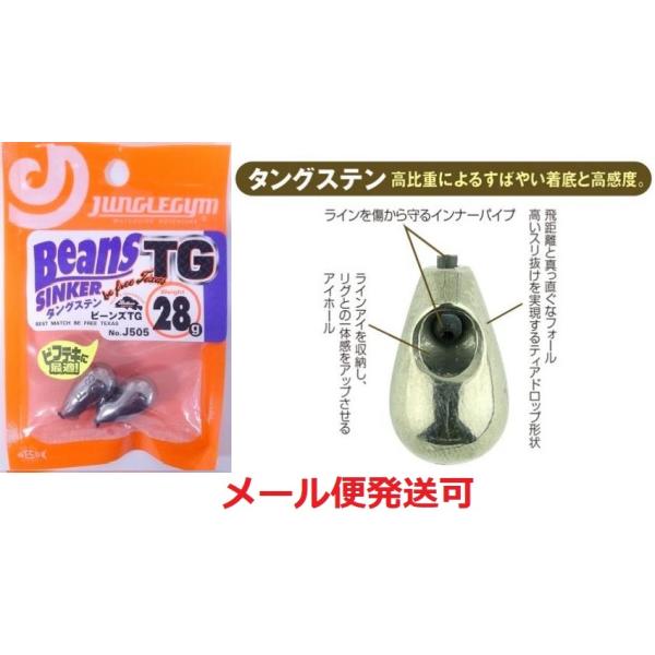 メーカー：ジャングルジム商品名：ビーンズTG通称‘ビフテキ’専用シンカー「ビーンズ」のダングステンバージョン。高比重によるすばやい着底と高度感。新たなロックフィッシュカテゴリーを拓いたビフテキ。その核とも言えるビーンズのダングステンバージョ...