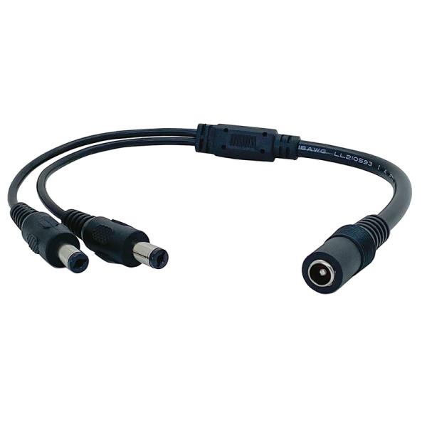 防犯カメラの電源ラインの接続に便利な2分岐コードです。ACアダプタの電源を複数のカメラに分岐させる際に使用します。・プラグ外径:5.5mm・プラグ内径:2.1mm※DC12V/2A (各配線には1A以下の運用でお願いします)