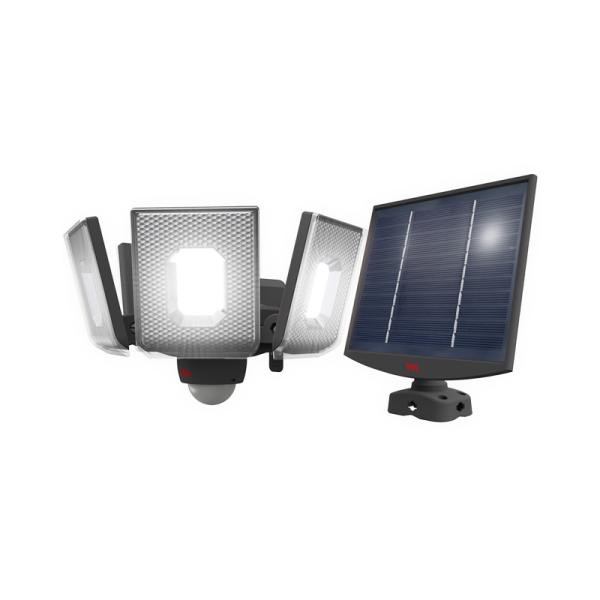・高輝度ＬＥＤ：7.5W×4灯・全光束：2400ルーメン・最大探知範囲・距離：140° 8m・点灯時間：10秒（100% / 50% / フラッシュ）・スライド式で自由な配光太陽光＋USB充電ができるソーラータイプライト部がスライド式で照射...