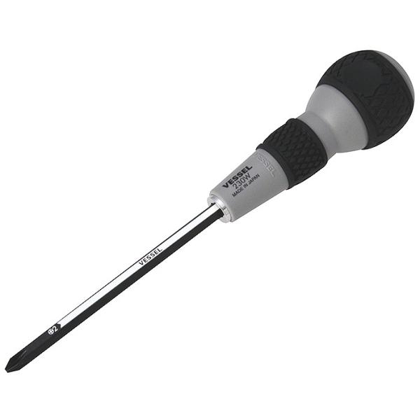 ベッセル　ボールグリップ差し替え貫通ドライバー+2（NO230W-2）