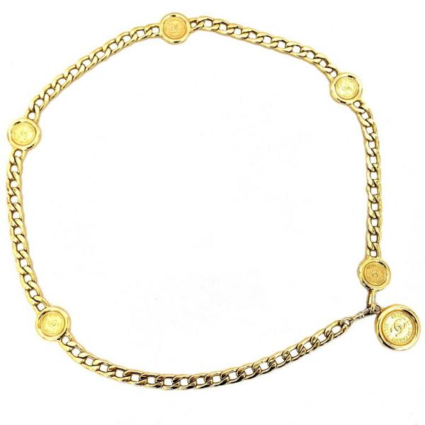 CHANEL シャネル ロゴ チェーン ベルト コイン GP ゴールド 美品 CHANEL シャネル チェーン ベルト ゴールド ココマーク コイン
