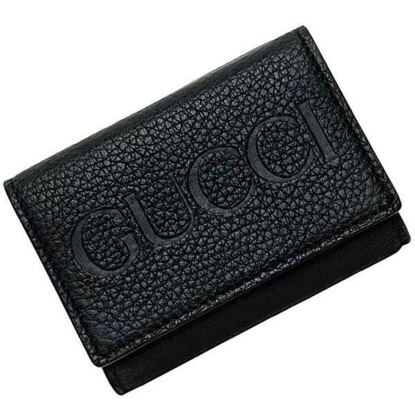 GUCCI ブラックレザー 財布 GUCCI グッチ 三つ折り 財布 f-23293 ブラック 736151 2067 未