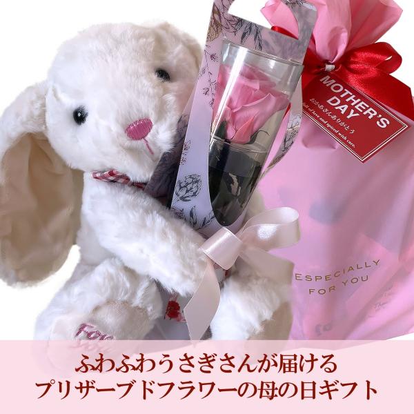 フローリストレマン プリザーブドフラワー 母の日 うさぎ バラ ピンク 
