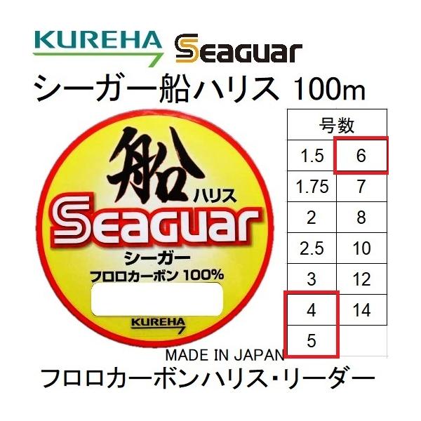 クレハ 4号 100m シーガー 船ハリス 4号 100m フロロカーボン