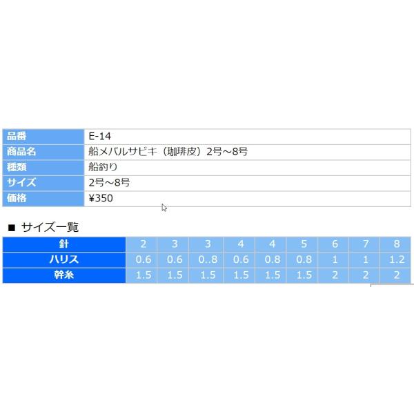 かわせみ針 カワセミ 船メバルサビキ 珈琲皮使用 E 14 6本鈎 2 3 4 5 6 7 8号 コーヒー皮 アジ メバル用船サビキ Kawasemi メール便対応 Buyee Buyee 日本の通販商品 オークションの代理入札 代理購入