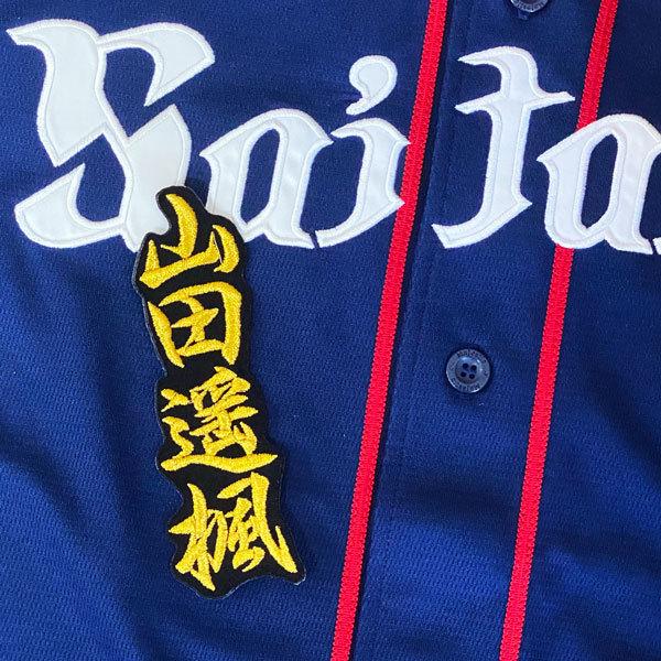 ☆送料無料☆埼玉 西武 ライオンズ 山田遥楓 ネーム 2 黒布 応援 刺繍