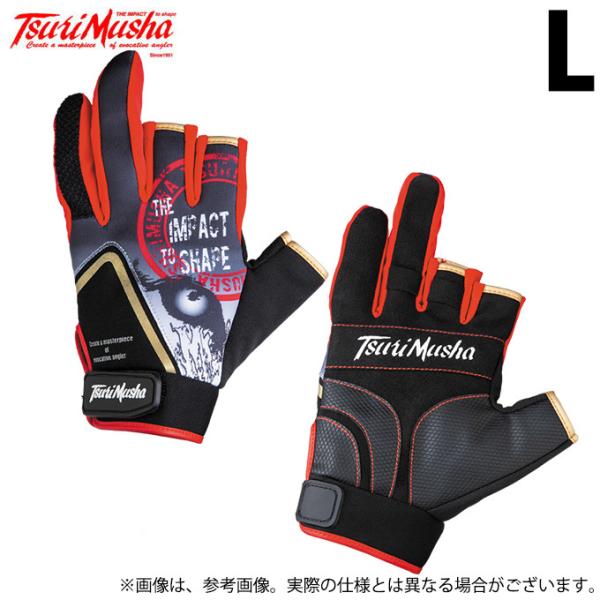 新品未使用品　釣武者　フィッシンググローブ フリーサイズ 目玉商品】 釣武者 W・eye サークルグローブ (レッド) (Lサイズ) (手袋