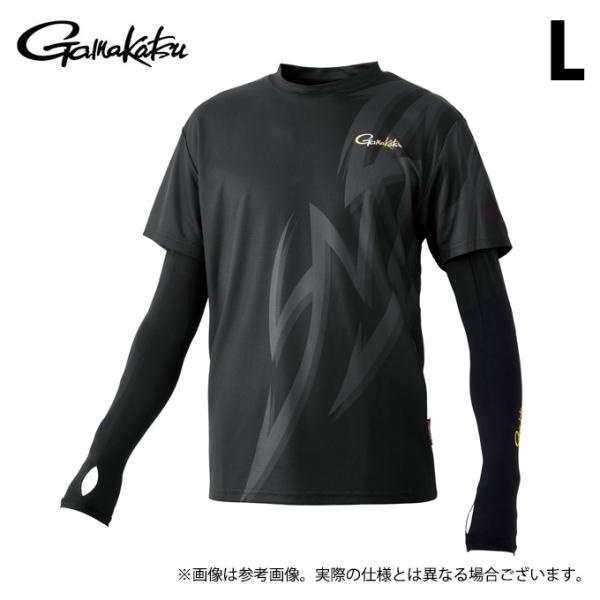 【取り寄せ商品】 がまかつ GM3760 (L／ブラック) アルテマクール Tシャツ(アームカバー付き) (フィッシングウェア／2024年春夏モデル) /24SS /(c) 【Σ01】