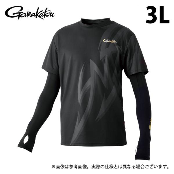 【取り寄せ商品】 がまかつ GM3760 (3L／ブラック) アルテマクール Tシャツ(アームカバー付き) (フィッシングウェア／2024年春夏モデル) /24SS /(c) 【Σ01】