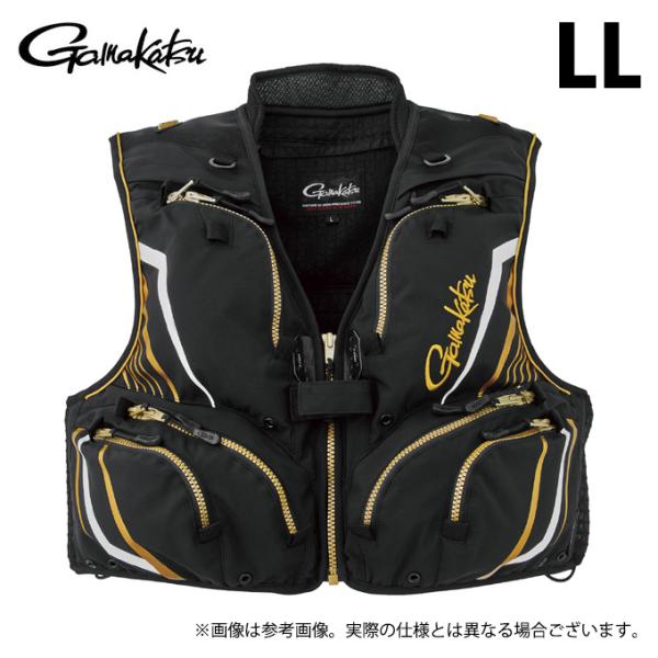 【取り寄せ商品】 がまかつ GM2332 (LL／ブラック×ゴールド) ショートハーフメッシュベスト (フィッシングベスト／2025年春夏) /25SS /Gamakatsu /(c) 【Σ02】