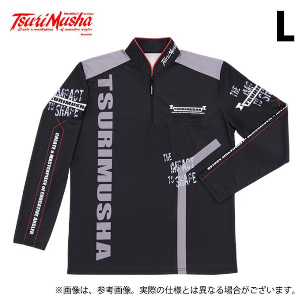 釣武者 ドライアジャスト フラグジップシャツ (ブラック／L