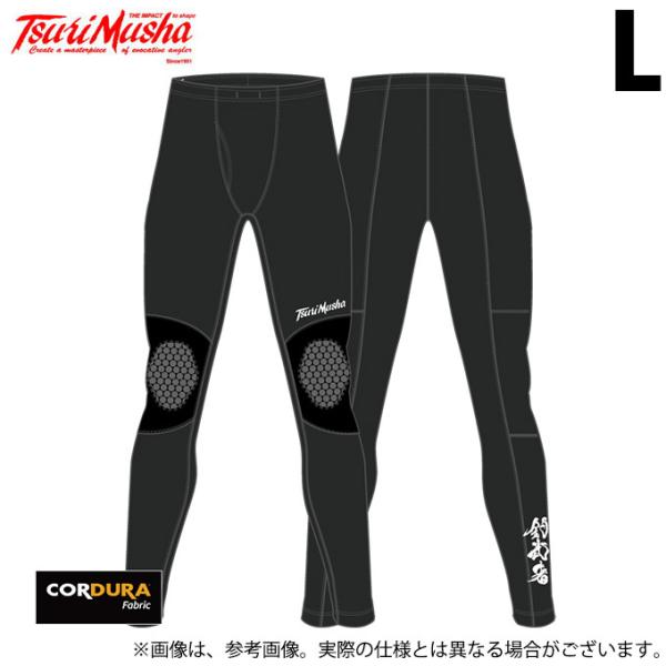 釣武者 フィッシングウェア コーデュラ・ニーガードタイツ  L  ブラック 取り寄せ商品】 釣武者 コーデュラ ニーガードタイツ (L／ブラック