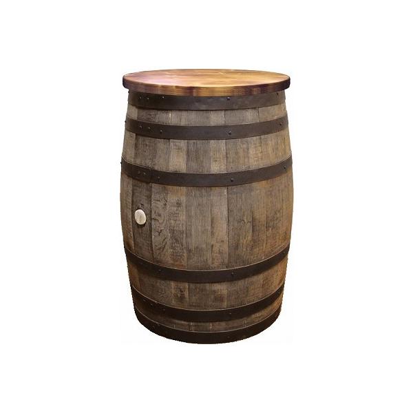 ウイスキー樽テーブル シンプルタイプ（天板600φ）（黒タガ）（代引き