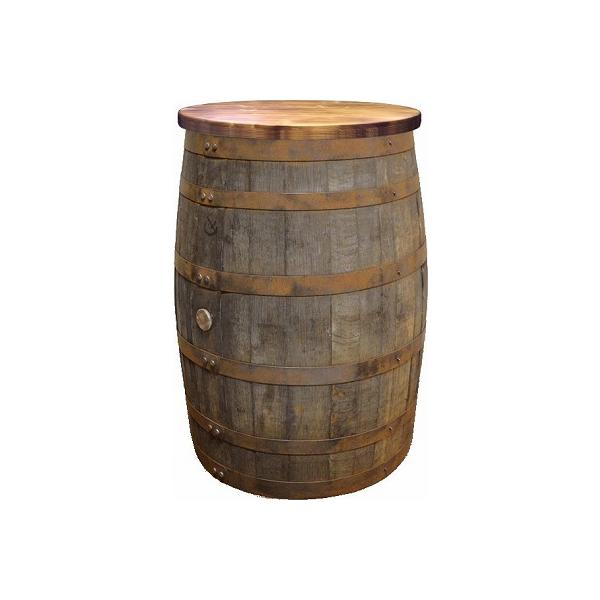 ウイスキー樽テーブル シンプルタイプ（天板600φ）（無塗装風仕上