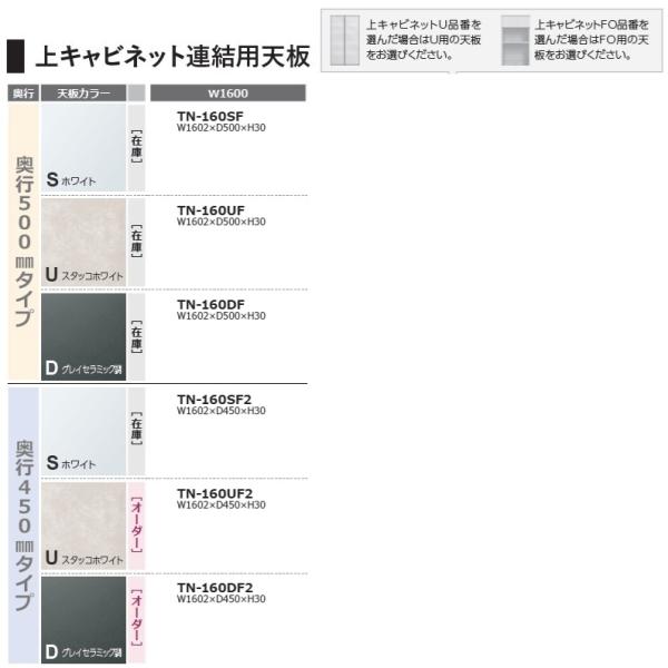 綾野製作所 160 上キャビネット連結用天板 TN-160F (奥行:500mm) TN-160F2 (奥行:450mm) 3色 クラスト レヴィア スタイン アデル アンジュール 玄関前送料無料