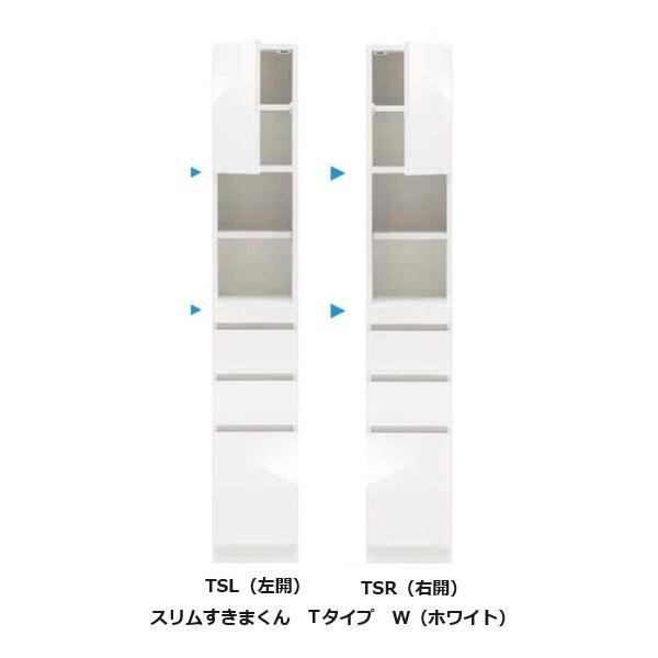 スリム すきまくん 板扉キャビネット Tタイプ TSL/TSR 左右開きあり 幅：15~45cm/奥行：42/52cm カラー：14色対応 開梱設置送料無料