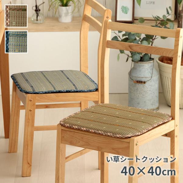 クッション シートクッション い草 チェック柄 調湿 空気清浄 お手入れ簡単 シート 約40×40cm チェアクッション 座布団 椅子用 おしゃれ 和モダン