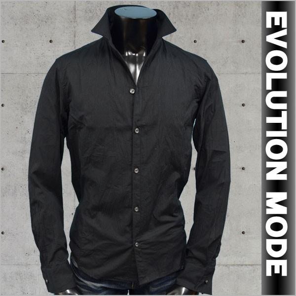 イタリアンカラーシャツ クリンクル シワ加工シャツ メンズ セミオープンモデル 黒ブラック ブランド おしゃれ Ev411 11b Fts メンズ通販 モテ系 ちょいワル 通販 Yahoo ショッピング