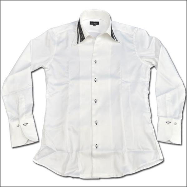 ドレスシャツ レース衿 刺繍テーピング仕様 イタリアンカラーシャツ サテンシャツ メンズ長袖シャツ 艶消し 白ホワイト 日本製 ブランド おしゃれ Buyee Buyee 日本の通販商品 オークションの代理入札 代理購入