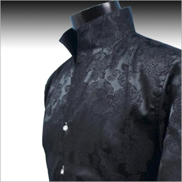 立衿 スタンドカラーシャツ 花柄シャツ 薔薇柄 マオカラー 黒 ブラック キレイメ ドレスシャツ 長袖メンズシャツ ブランド おしゃれ Buyee 日本代购平台 产品购物网站大全 Buyee一站式代购 Bot Online