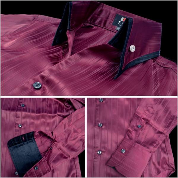 ドレスシャツ メンズ 光沢調シャドーストライプ イタリアン衿 スキッパー衿 衿切替 ワインレッド 長袖メンズシャツ ブランド おしゃれ Buyee Servis Zakupok Tretim Licom Buyee Pokupajte Iz Yaponii