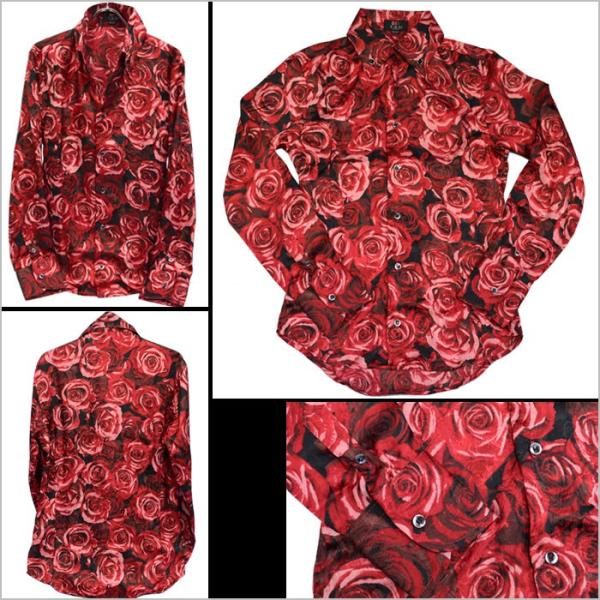 ローズ薔薇柄シャツ 花柄ドレスシャツ 光沢調バラジャガード柄 ワインレッド 長袖メンズシャツ サテンシャツ 日本製 ブランド おしゃれ Buyee 日本代购平台 产品购物网站大全 Buyee一站式代购 Bot Online