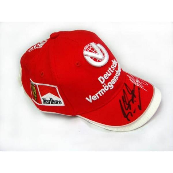 2005　フェラーリ　F1　バーコード　　シューマッハ　バリチェロ　サイン入り　キャップ M.シューマッハ＆バリチェロ サイン入りキャップ F1フェラーリ